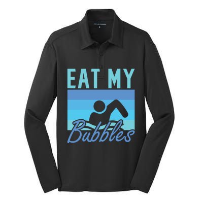 Eat My Bubbles Swim Swimmer Silk Touch Performance Long Sleeve Polo