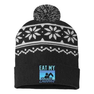 Eat My Bubbles Swim Swimmer USA-Made Snowflake Beanie