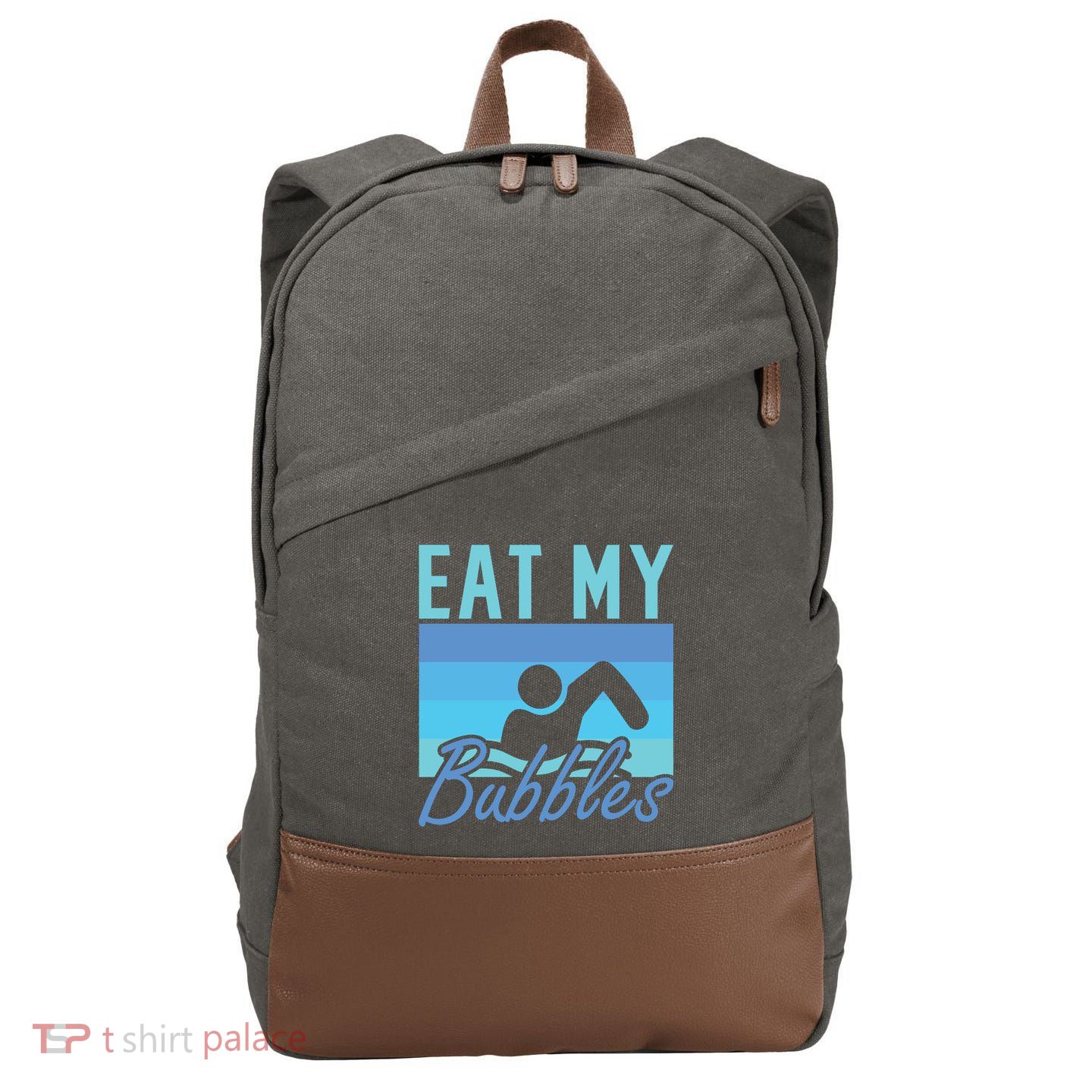 Eat My Bubbles Swim Swimmer Cotton Canvas Backpack