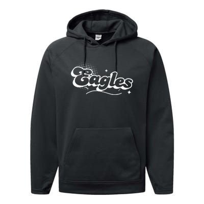 Eagles Mascot Back To School Spirit Sport Fans Game Performance Fleece Hoodie