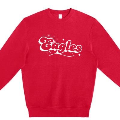 Eagles Mascot Back To School Spirit Sport Fans Game Premium Crewneck Sweatshirt