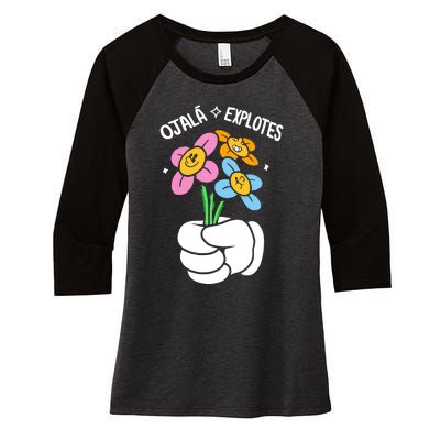 El Mariana Born Ojalá Explotes. Women's Tri-Blend 3/4-Sleeve Raglan Shirt