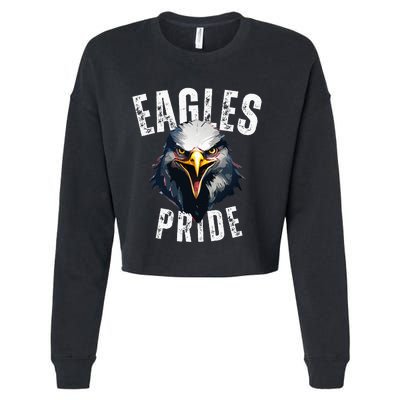 Eagles Mascot Back To School Spirit Pride Sport Fan Game Day Cropped Pullover Crew