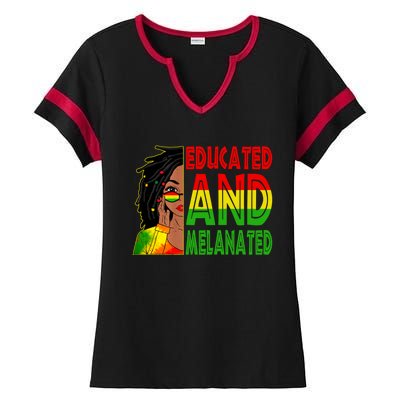 Educated Melanated Black Teacher Black History Juneteenth Gift Ladies Halftime Notch Neck Tee