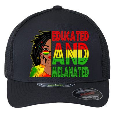 Educated Melanated Black Teacher Black History Juneteenth Gift Flexfit Unipanel Trucker Cap