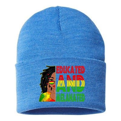 Educated Melanated Black Teacher Black History Juneteenth Gift Sustainable Knit Beanie