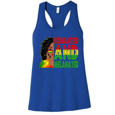 Educated Melanated Black Teacher Black History Juneteenth Gift Women's Racerback Tank