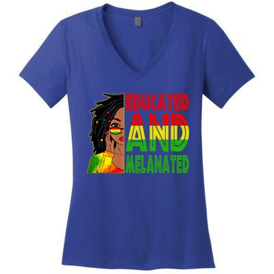 Educated Melanated Black Teacher Black History Juneteenth Gift Women's V-Neck T-Shirt