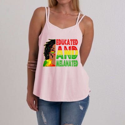 Educated Melanated Black Teacher Black History Juneteenth Gift Women's Strappy Tank