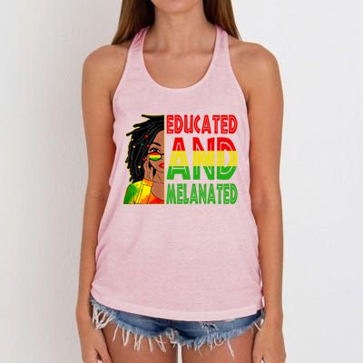 Educated Melanated Black Teacher Black History Juneteenth Gift Women's Knotted Racerback Tank