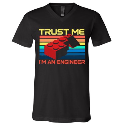 Engineer Master Builder Building Blocks Bricks Bricklayer V-Neck T-Shirt