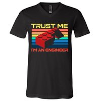 Engineer Master Builder Building Blocks Bricks Bricklayer V-Neck T-Shirt