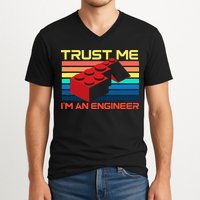 Engineer Master Builder Building Blocks Bricks Bricklayer V-Neck T-Shirt