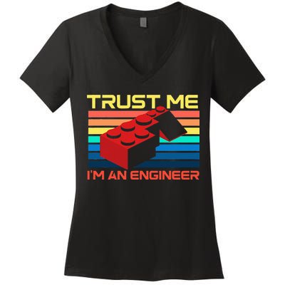 Engineer Master Builder Building Blocks Bricks Bricklayer Women's V-Neck T-Shirt