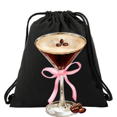 Espresso Martini Bow Graphic Drawstring Bag