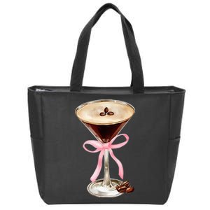 Espresso Martini Bow Graphic Zip Tote Bag