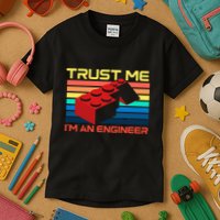 Engineer Master Builder Building Blocks Bricks Bricklayer Kids T-Shirt