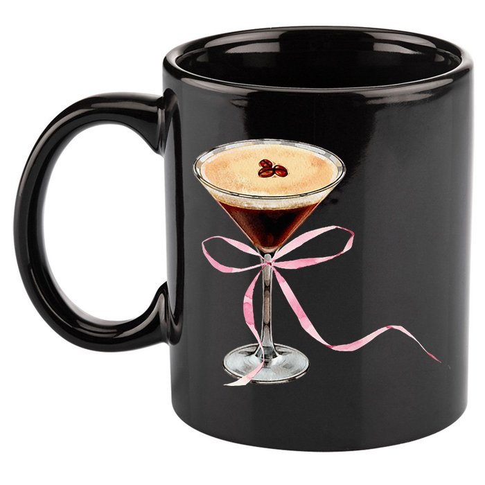 Espresso Martini Bow Graphic 11oz C Handle Ceramic Mug