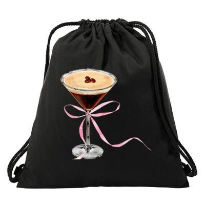 Espresso Martini Bow Graphic Drawstring Bag