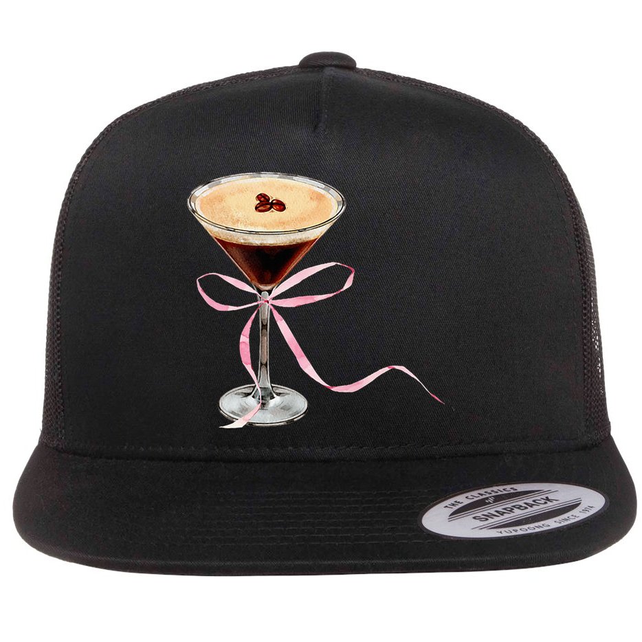 Espresso Martini Bow Graphic Flat Bill Trucker Hat