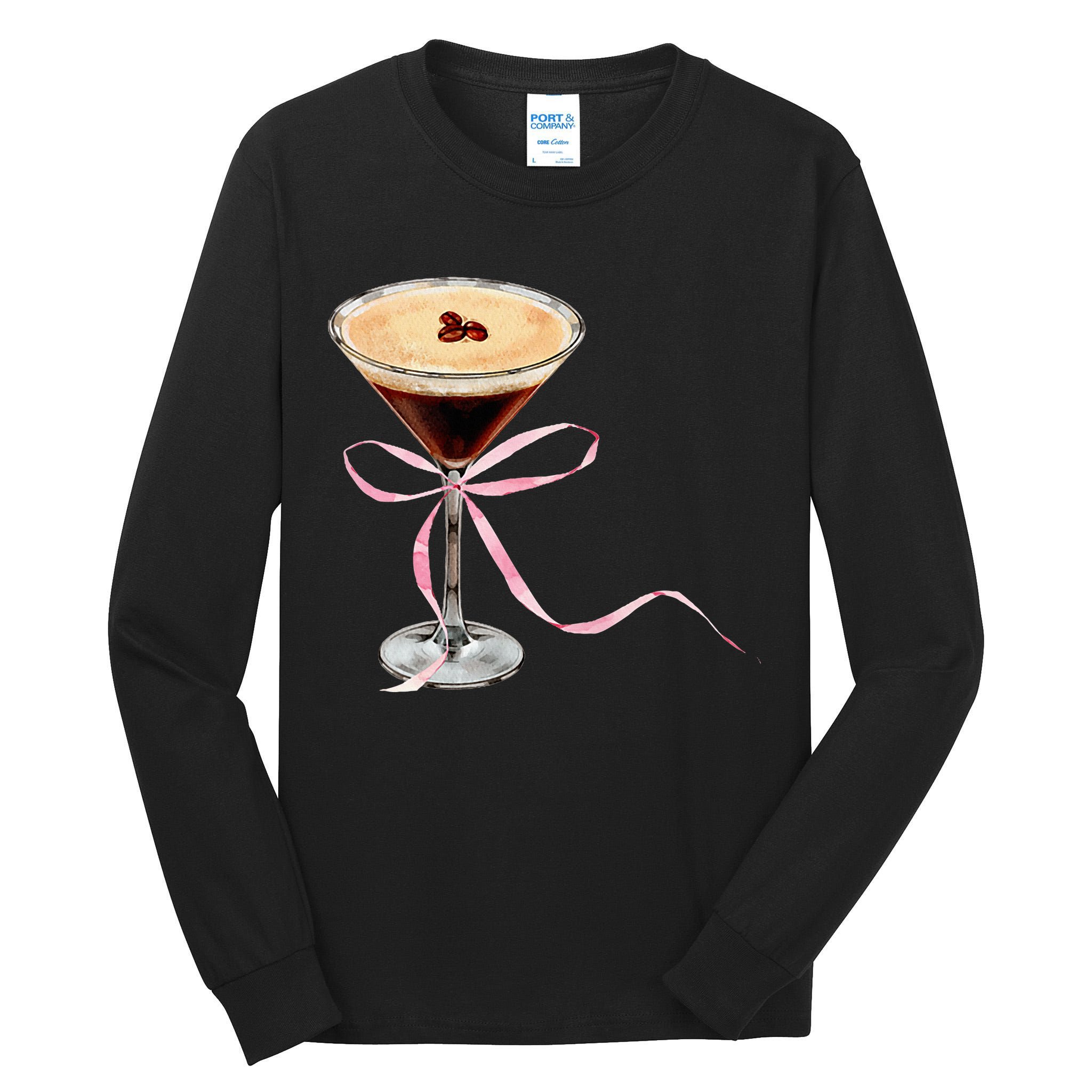 Espresso Martini Bow Graphic Tall Long Sleeve T-Shirt
