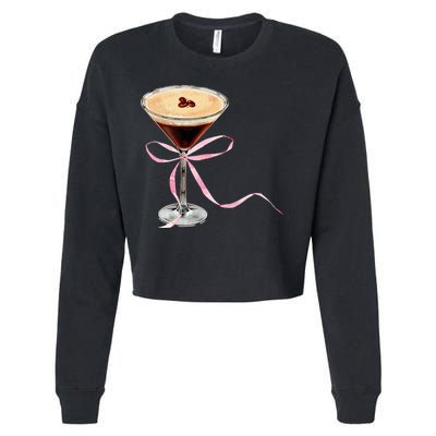 Espresso Martini Bow Graphic Cropped Pullover Crew