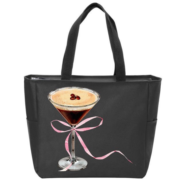 Espresso Martini Bow Graphic Zip Tote Bag