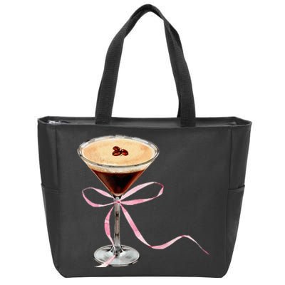 Espresso Martini Bow Graphic Zip Tote Bag