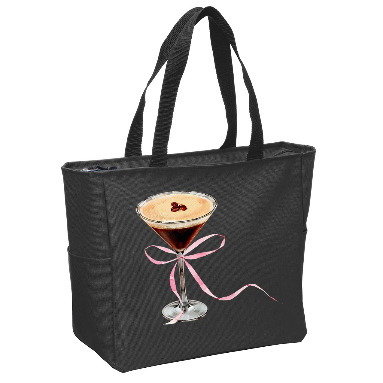Espresso Martini Bow Graphic Zip Tote Bag