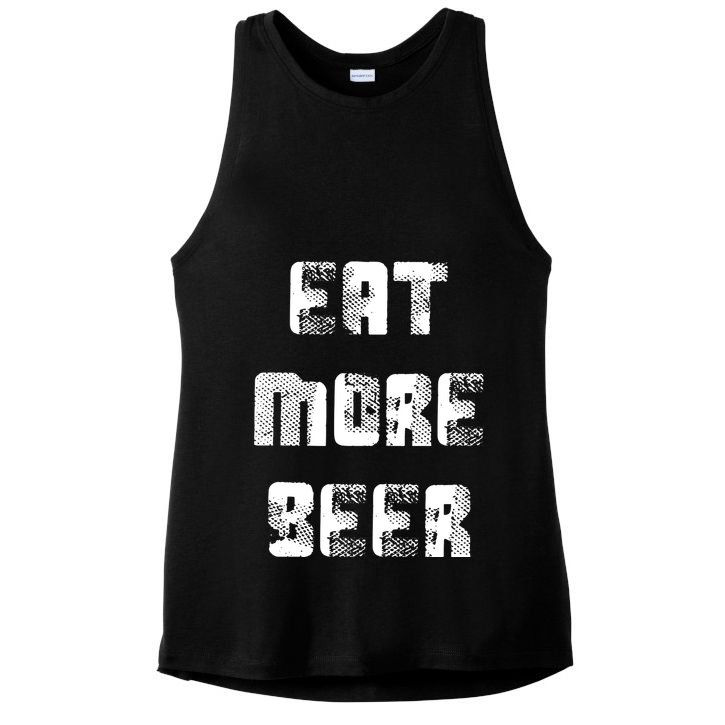 Eat More Beer Distressed Funny Drinking Ladies PosiCharge Tri-Blend Wicking Tank