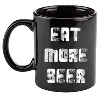 Eat More Beer Distressed Funny Drinking 11oz C Handle Ceramic Mug