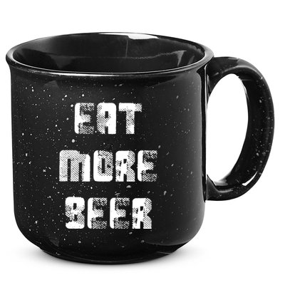 Eat More Beer Distressed Funny Drinking 15oz Campfire Ceramic Mug