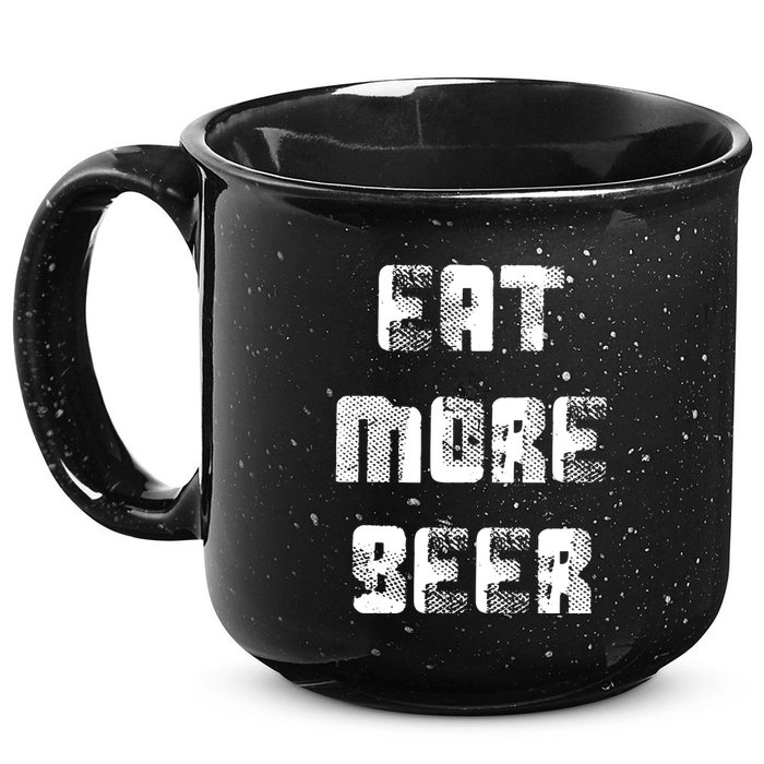 Eat More Beer Distressed Funny Drinking 15oz Campfire Ceramic Mug