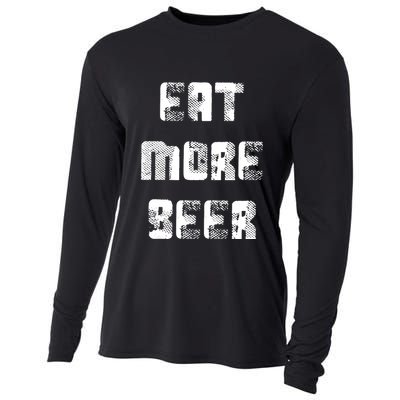 Eat More Beer Distressed Funny Drinking Cooling Performance Long Sleeve Crew