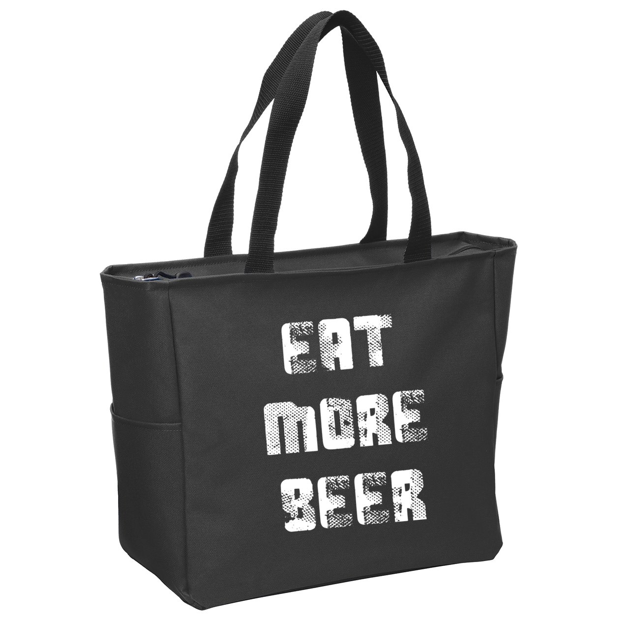 Eat More Beer Distressed Funny Drinking Zip Tote Bag