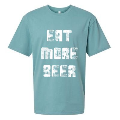 Eat More Beer Distressed Funny Drinking Sueded Cloud Jersey T-Shirt