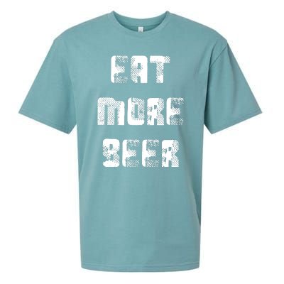 Eat More Beer Distressed Funny Drinking Sueded Cloud Jersey T-Shirt