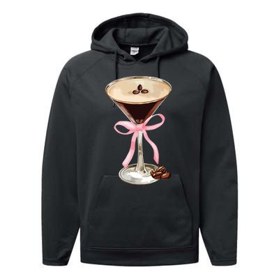 Espresso Martini Bow Graphic For Girl Women Performance Fleece Hoodie