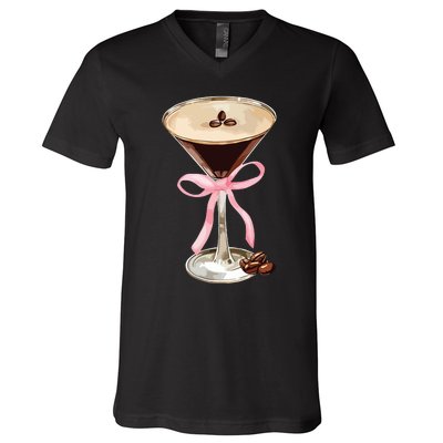 Espresso Martini Bow Graphic For Girl Women V-Neck T-Shirt