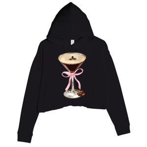 Espresso Martini Bow Graphic For Girl Women Crop Fleece Hoodie