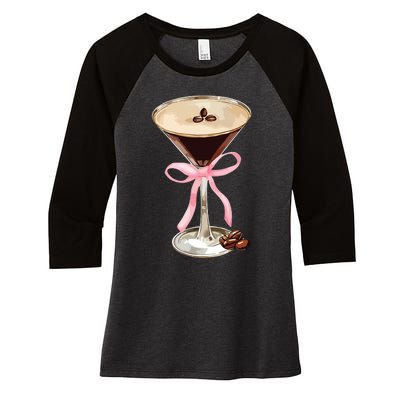 Espresso Martini Bow Graphic For Girl Women Women's Tri-Blend 3/4-Sleeve Raglan Shirt