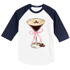 Espresso Martini Bow Graphic For Girl Women Baseball Sleeve Shirt