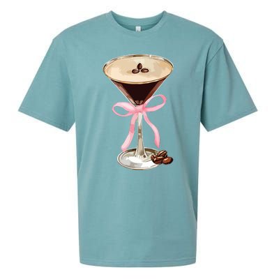 Espresso Martini Bow Graphic For Girl Women Sueded Cloud Jersey T-Shirt