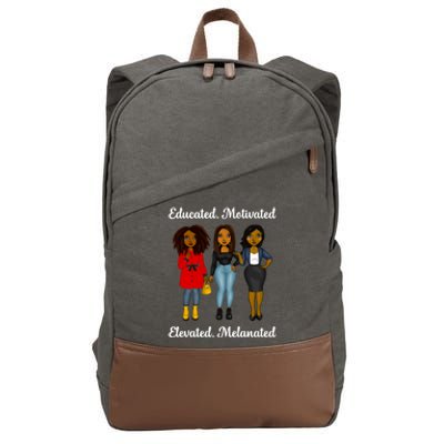 Educated Motivated Black Queen Melanin African American Gift Cotton Canvas Backpack