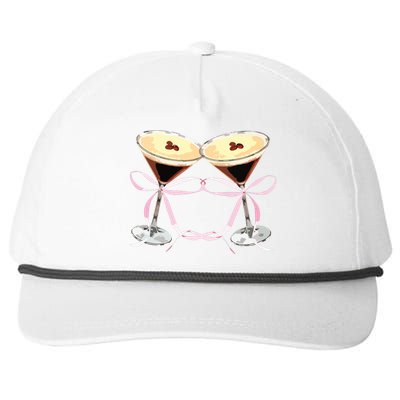 Espresso Martini Bow Graphic For Girl Women Snapback Five-Panel Rope Hat