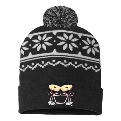 Espresso Martini Bow Graphic For Girl Women USA-Made Snowflake Beanie