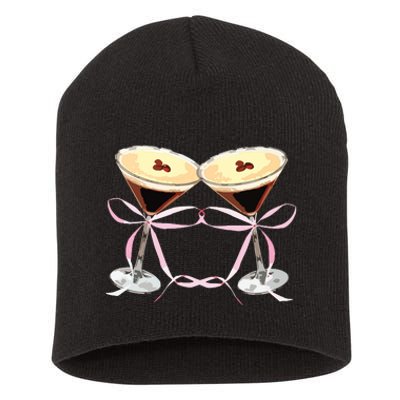 Espresso Martini Bow Graphic For Girl Women Short Acrylic Beanie