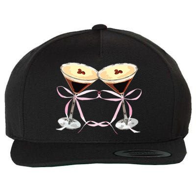 Espresso Martini Bow Graphic For Girl Women Wool Snapback Cap