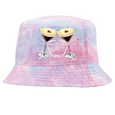 Espresso Martini Bow Graphic For Girl Women Tie-Dyed Bucket Hat