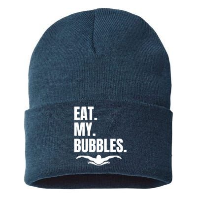 Eat My Bubbles For Swim Team Sustainable Knit Beanie